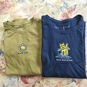 Bundle of 2 Life is Good Women's Tee Shirts, Size Medium, New
